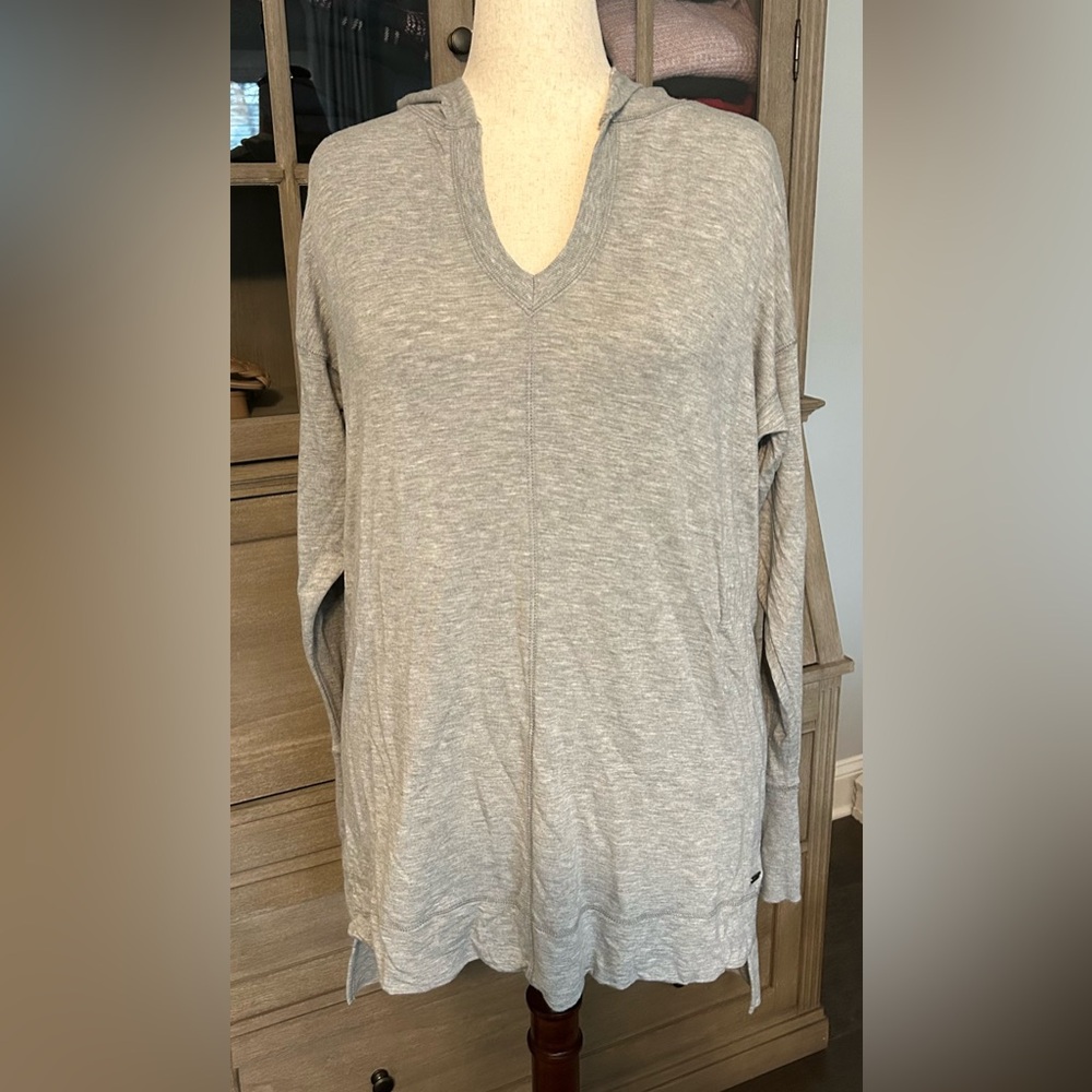 Marc New York Gray Hooded V-neck Tunic Top - 1X